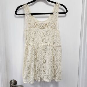 Delia's off white lace track blouse XL